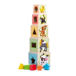 Bloques Apilables y Encajables Animales 5 piezas Woody