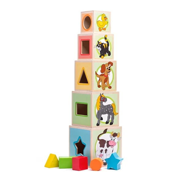 Bloques Apilables y Encajables Animales 5 piezas Woody