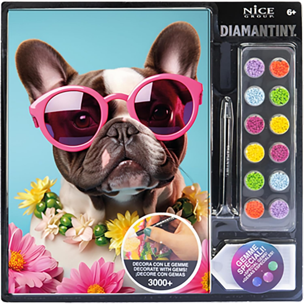 Diamantiny Crea con Diamantes Carlino con Gafas Nice