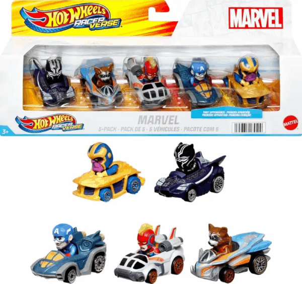 Hot Wheels Pack 5 Vehiculos Marvel Mattel HPN40