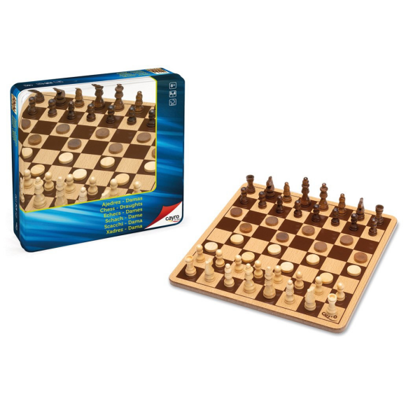 Ajedrez damas caja metalica cayro