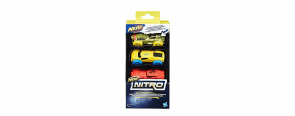 Nerf nitro 3 coches verde amarillo rojo hasbro c0779