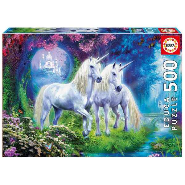 Puzzle 500 unicornios en el bosque educa