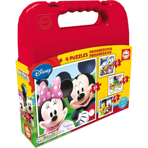 Mickey maleta puzzle progresivo 12-16-20-25 educa