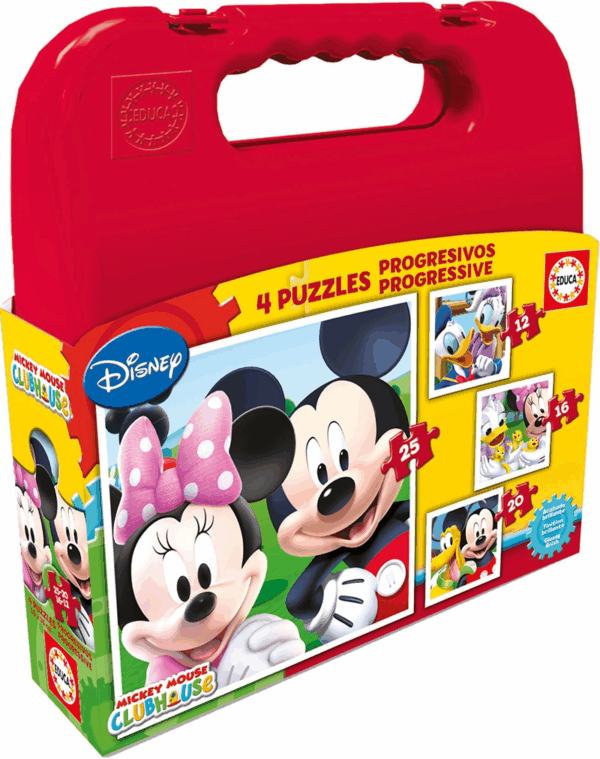 Mickey maleta puzzle progresivo 12-16-20-25 educa