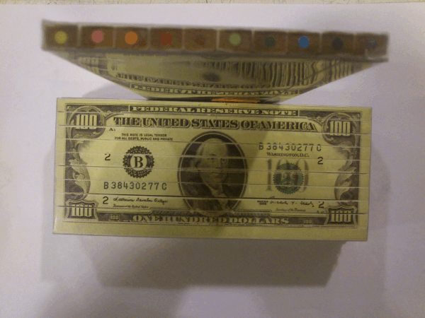 Colores en madera billete 100 dolares usa. 10 colores. import