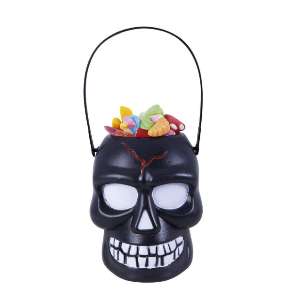 Portacaramelos calavera halloween negra