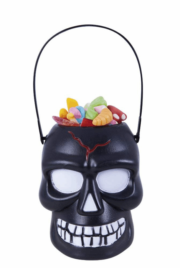 Portacaramelos calavera halloween negra