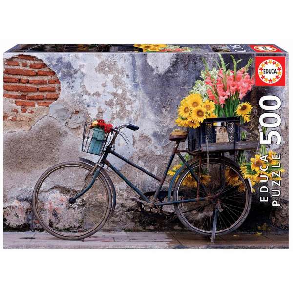 Puzzle 500 bicicleta con flores educa