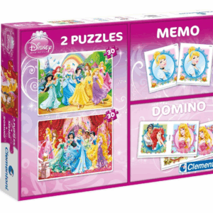 Super kit 4 en 1 princesas disney memo puzzle domino clementoni