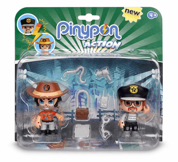 Pinypon action pack aventurero y policia