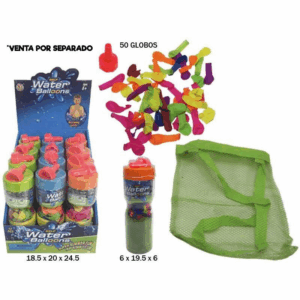 Tubo 50 globos con bolsa red