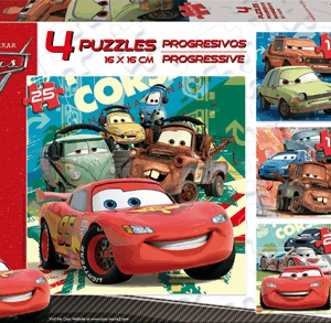 Puzzle progresivo 12-16-20-25 cars educa