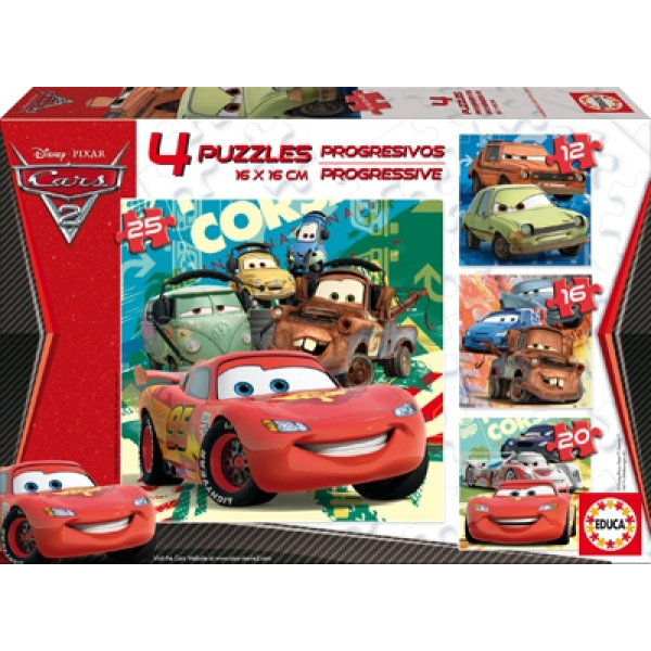 Puzzle progresivo 12-16-20-25 cars educa
