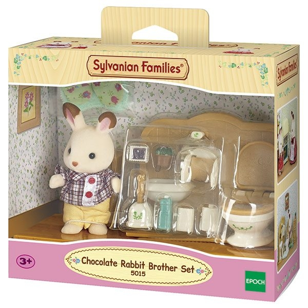 Hermano conejito chocolate set baño sylvanian