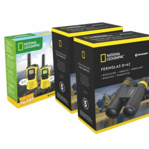 Pack 2 prismaticos + juego 2 walkies national geographic bresser 9129