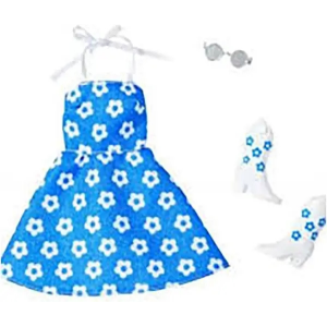 Barbie Conjunto de Ropa Vestido Azul Flores Blancas Mattel HYV22