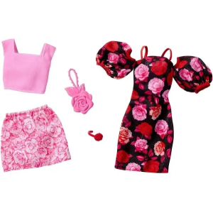 Barbie Pack 2 Vestidos Tonos Rojos Rosas Mattel HYV03