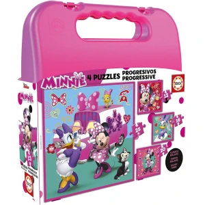 Educa Maleta con 4 puzzles progresivos Minnie 12-16-20-25 piezas + 3 años